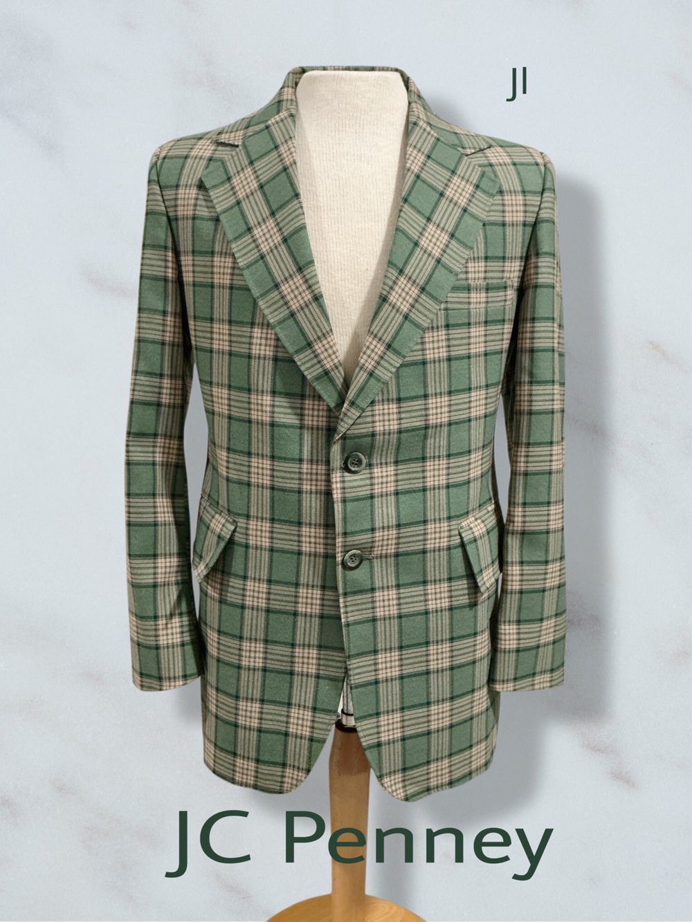 JC PENNEY Two Button Plaid Sport Coat Size 38R or 40R Vintage